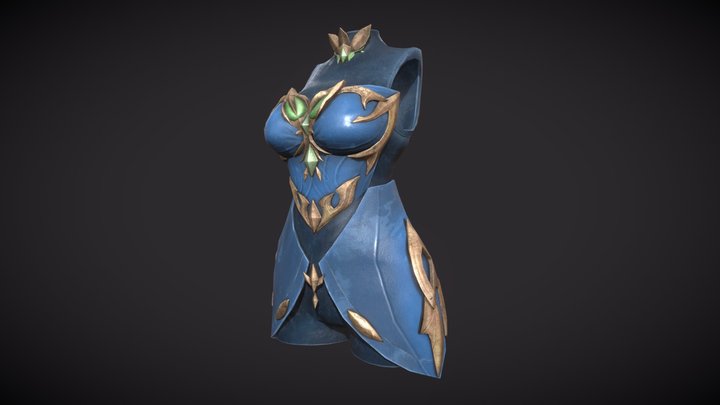 Breast Armor Dark Fantasy Golden 3D Model