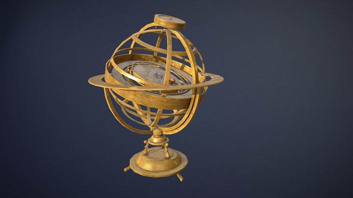 Old Brass Globe - game-ready asset 3D Model