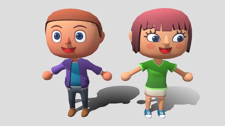 Hypercasual lowpoly characters 3D Model