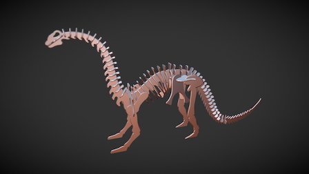 Brontosaur wooden skeleton 3D Model