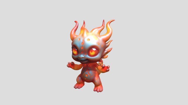 a cute burning dragon 3D Model