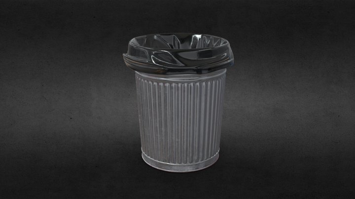 Free Galvanized Steel Garbage Trash Bin 3D Model