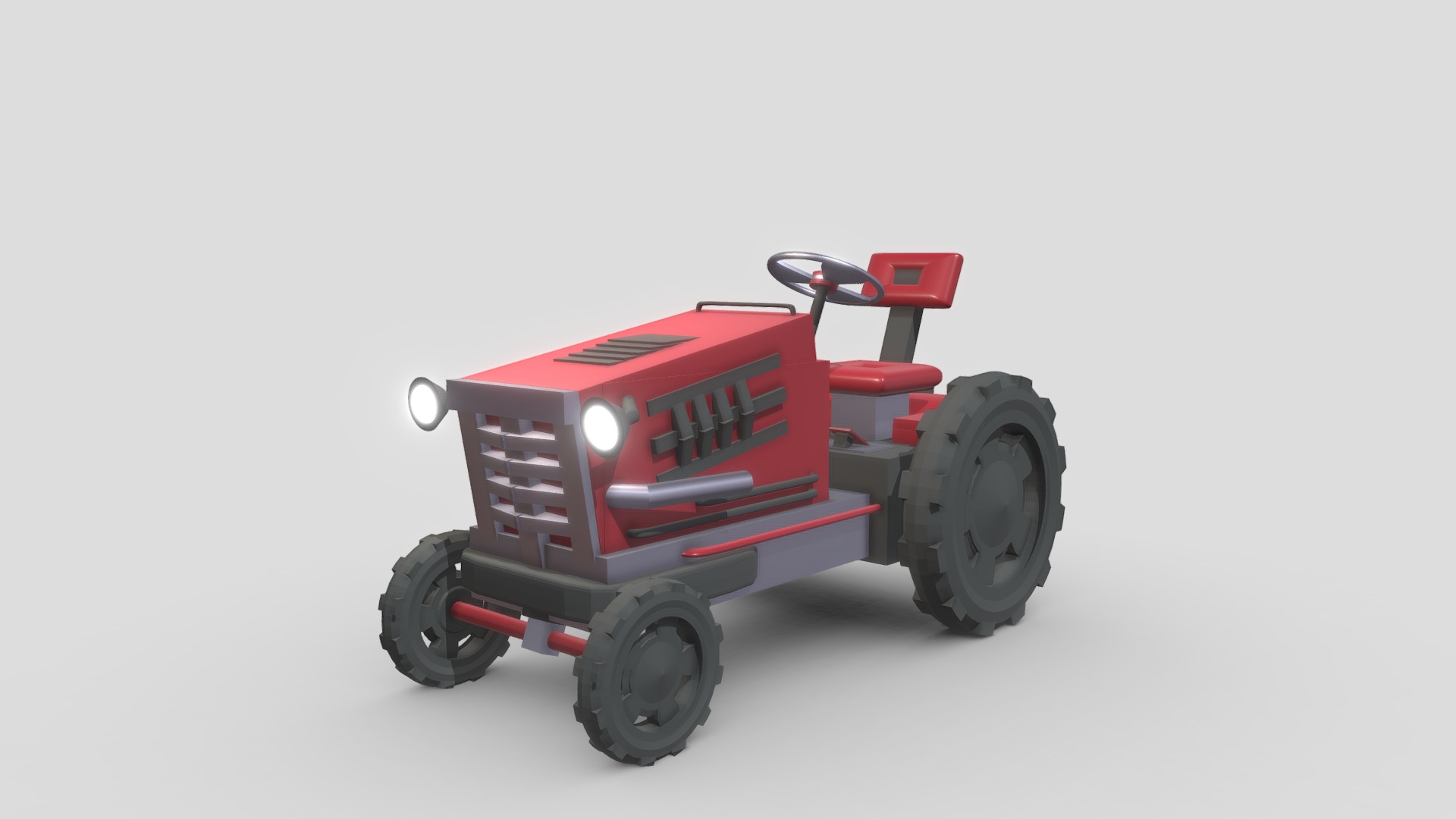 3D model Tractor - This is a 3D model of the Tractor. The 3D model is about a red toy vehicle.