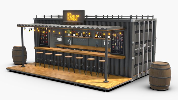 Shipping Container Bar 3D Model