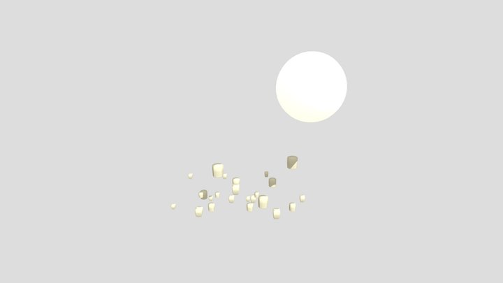 Moon and lantern 3D Model