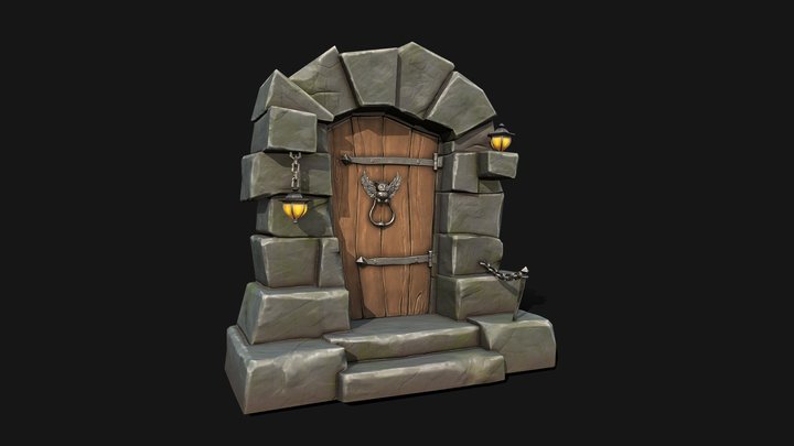 Stylized Dungeon Door 3D Model