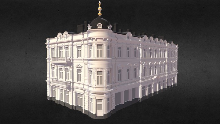 A scale model of an old building. 3D Model