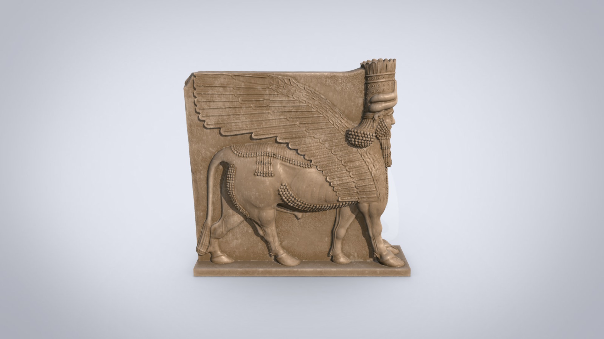 3D model Lammasu - This is a 3D model of the Lammasu. The 3D model is about a stone sculpture of an elephant.