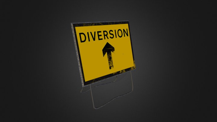 Road Sign - Diversion 3D Model
