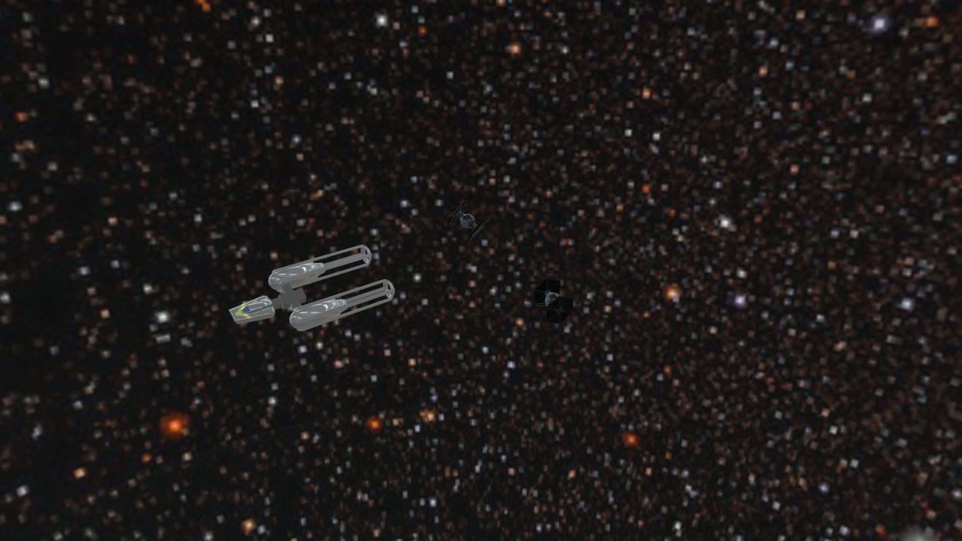Y-wing and 2 TIE-Fighter