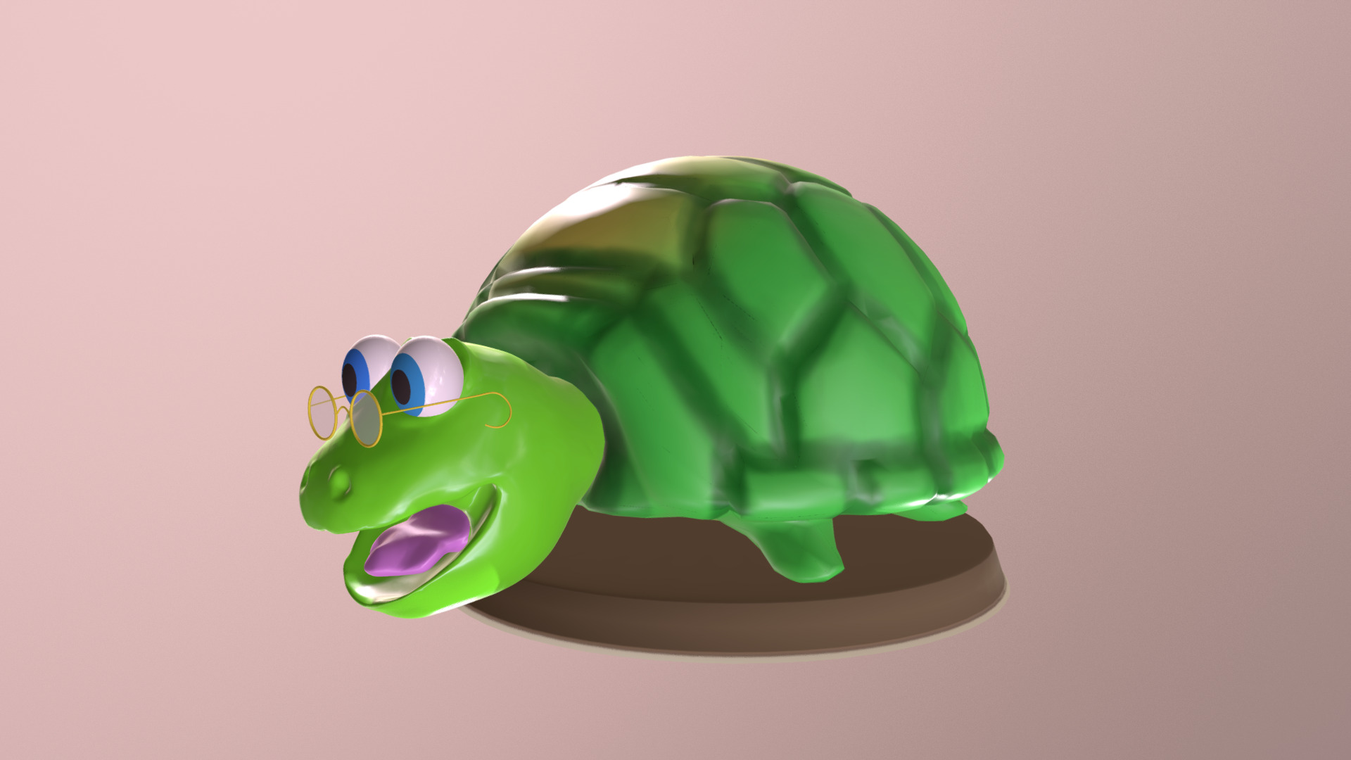 3D model Turtle Sculp - This is a 3D model of the Turtle Sculp. The 3D model is about a green frog with a pink background.