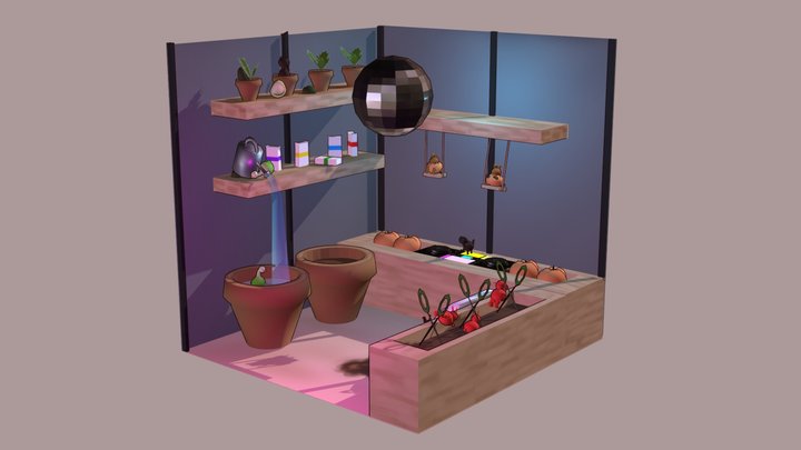 "Green House Music" Cubicle 3D Model