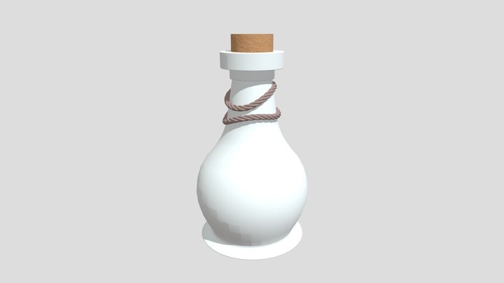 Bottle With Rope And Cork 3D Model