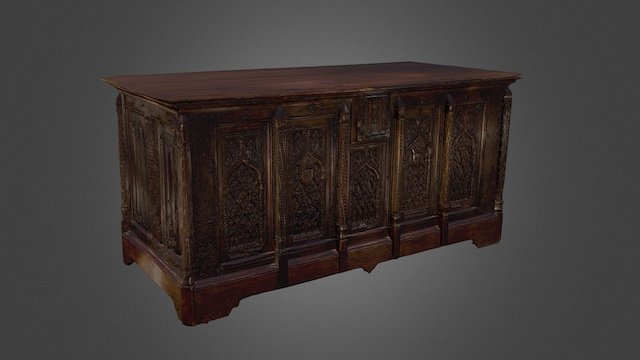 Coffre plat sculpté de style gothique – Modello 3D gratuito STL
