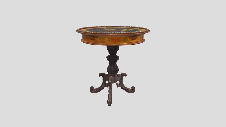 Decorative wooden round table 3D Model