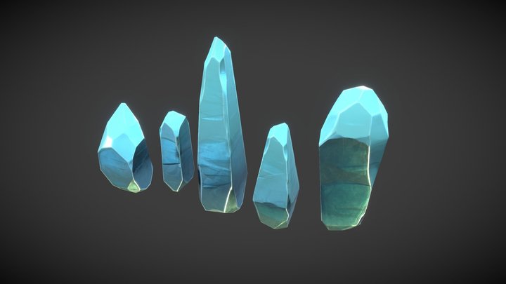 Fantasy Stylized Crystals 3D Model