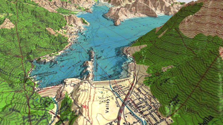 Lake Isabella, CA 1972 USGS Historical Map 3D Model