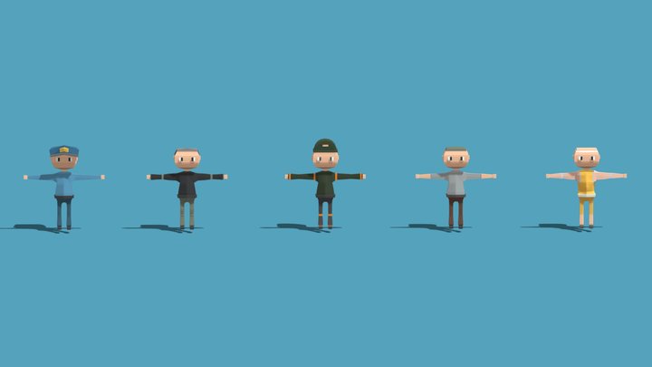 LowPoly 5 Character 3D Model