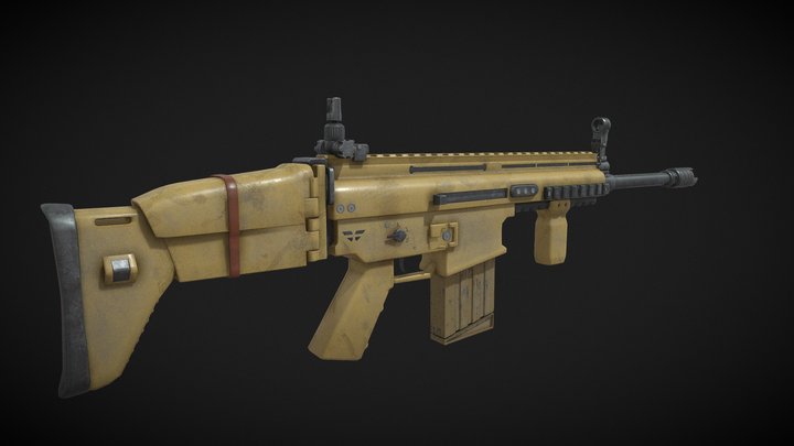 Scar-H Assault Rifle 3D Model