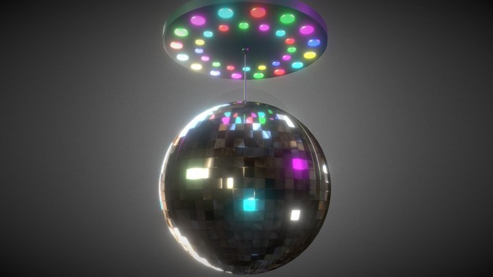 Disco ball with colored lights 3D Model