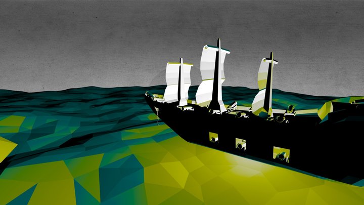 Pirate Ship Low Poly 3D Model