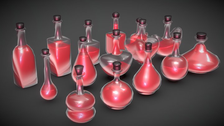 Potion Bottles Pack | 15 Unique 3D Models 3D Model