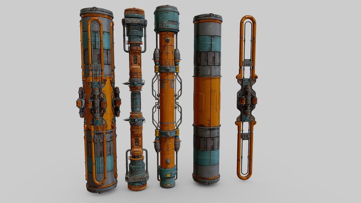 Scifi pipe textured 3D Model