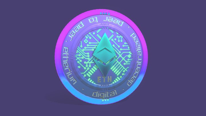 Ethereum Digital Crypto Coin 3D Model