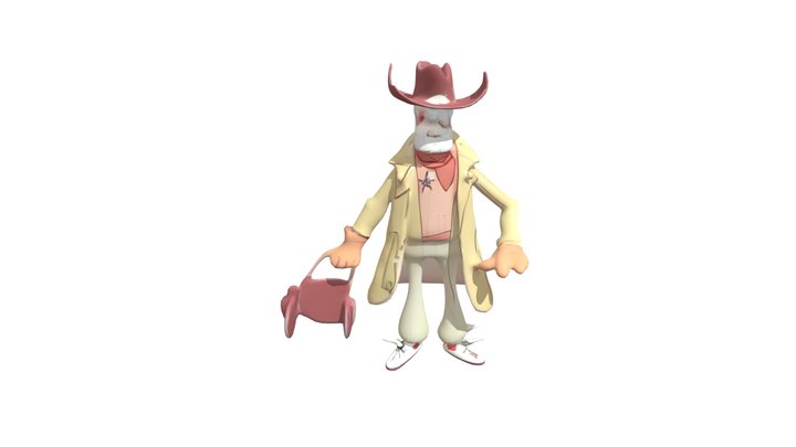 Cowboy character with a suitcase 3D Model