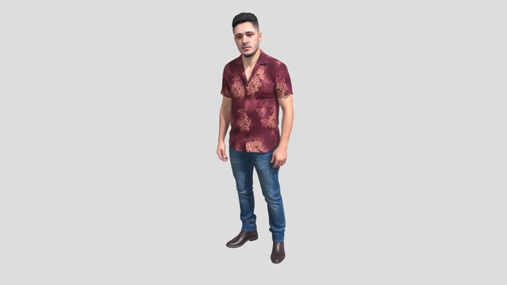 Burgundy Floral Shirt Portrait – Modello 3D gratuito STL