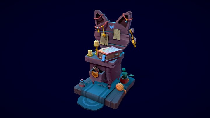 handpainted_CatTable 3D Model