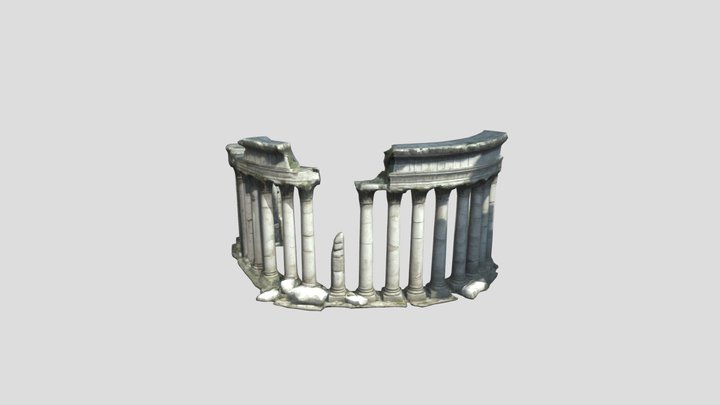 stone ruins with sanctuary and columns 3D Model