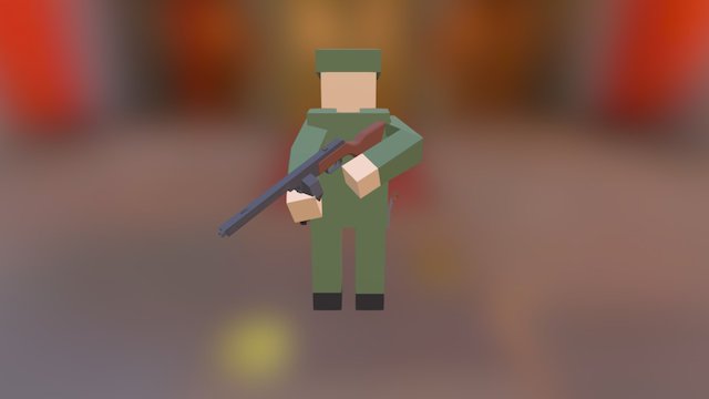 Low Poly Soldier with guns. 3D Model