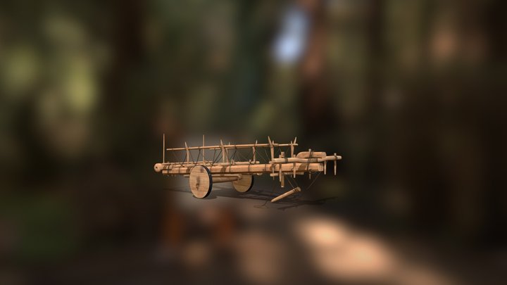 Circassian Wooden Wagon 3D Model