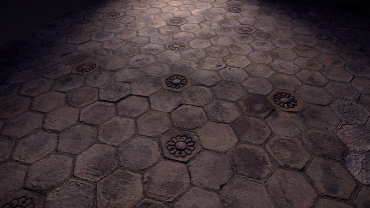 Seamless 8k Texture of Ceramic Hexagonal Tile 3D Model