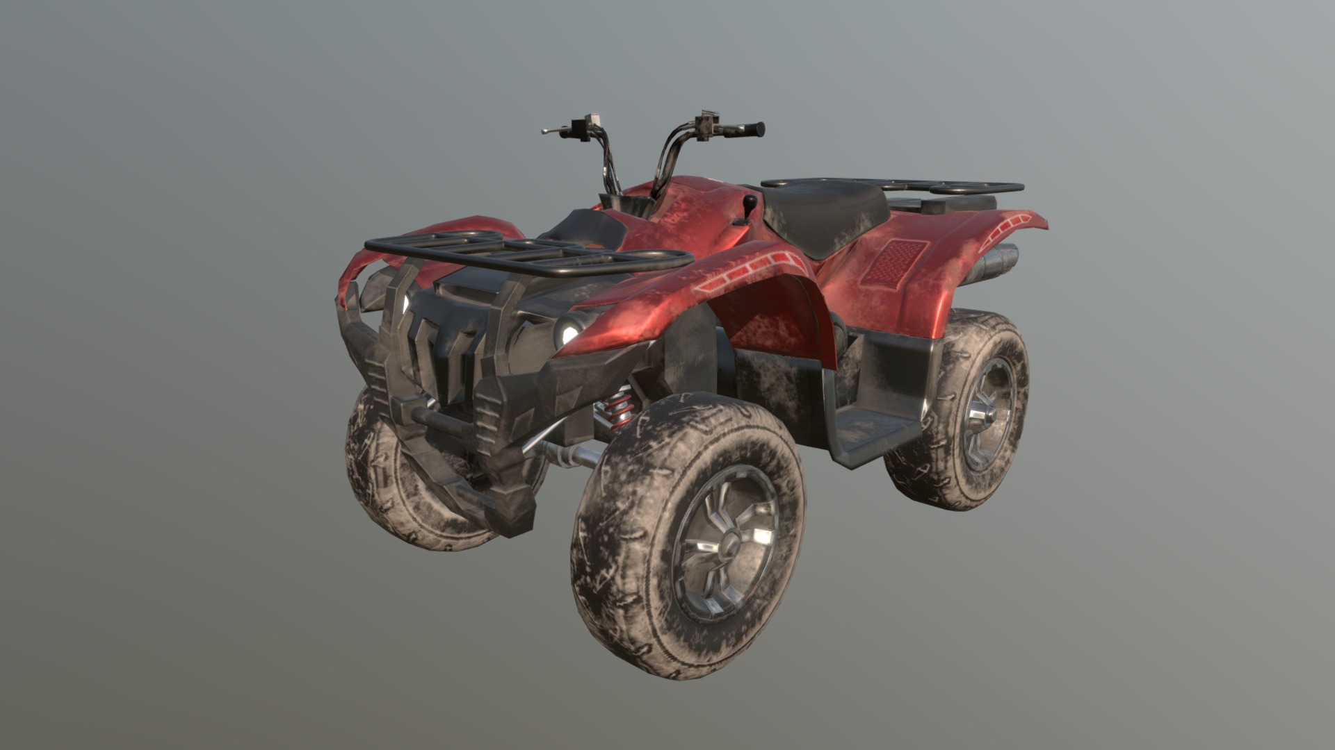 3D model Yamaha Grizzly 700 - This is a 3D model of the Yamaha Grizzly 700. The 3D model is about a red vehicle with wheels.