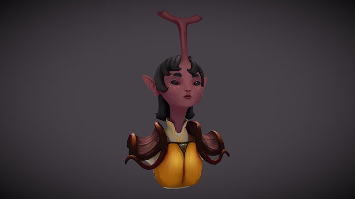 Beetle Girl Bust 3D Model