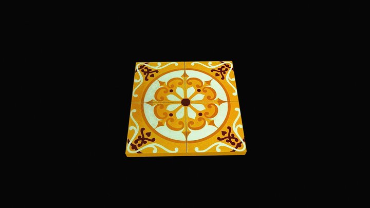 Vietnamese Tile Background 3D Model