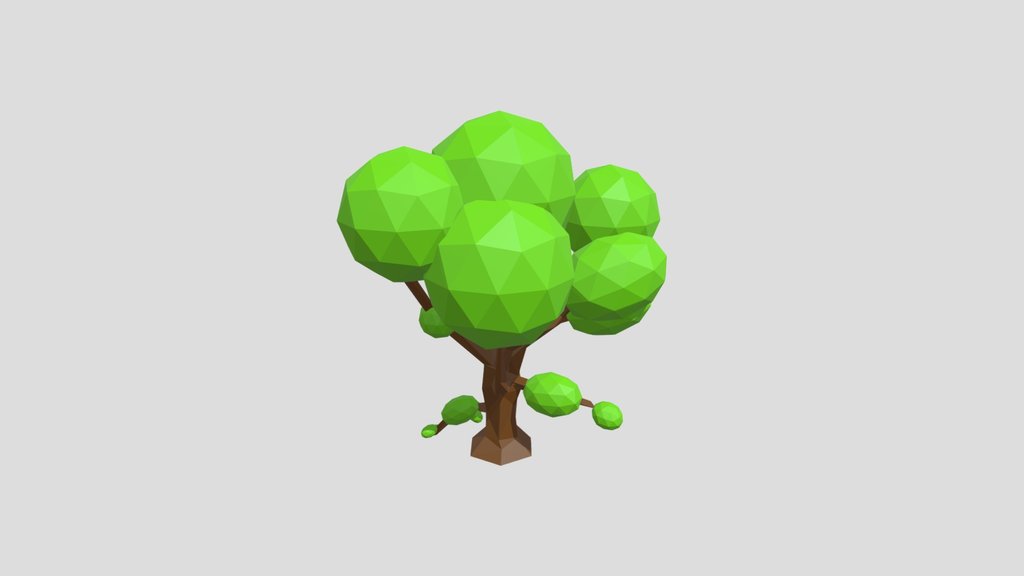 Low Poly Oak Tree Singlecolor
