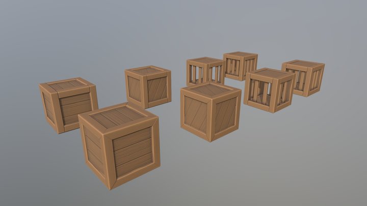 Wood Boxes 3D Model