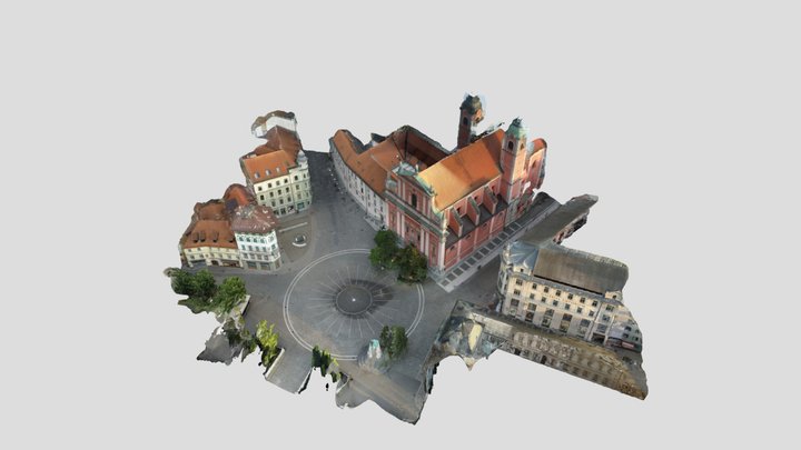 Prešeren square, Ljubljana 3D Model