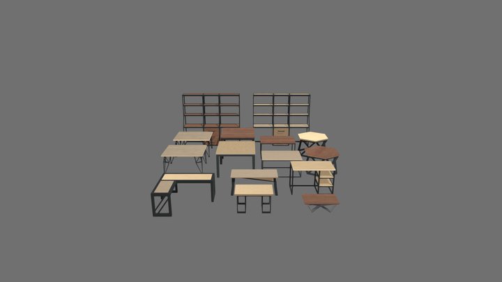 Loft Style Tables 3D Model