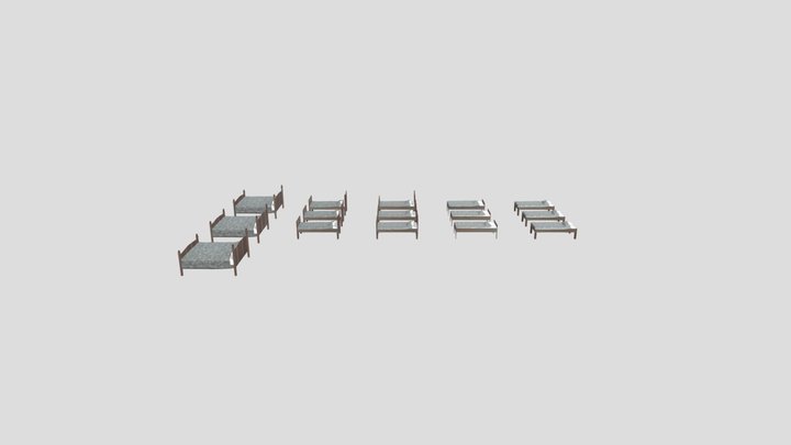 Wooden beds 3D Model