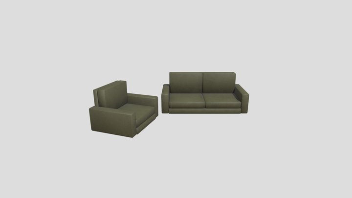 couch and armchair 3D Model