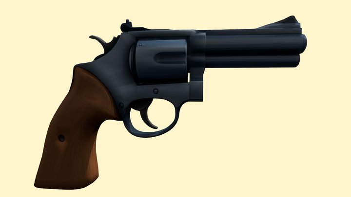 Classic Revolver – Game Ready Handgun Asset – Free 3D Model STL