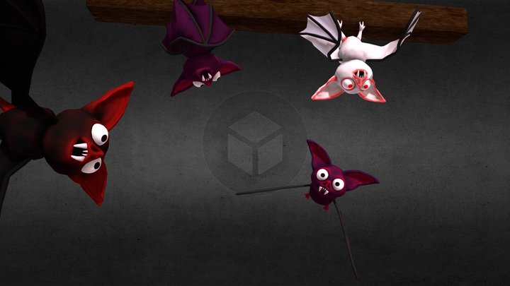Cartoon bat game ready animated low poly 3D Model