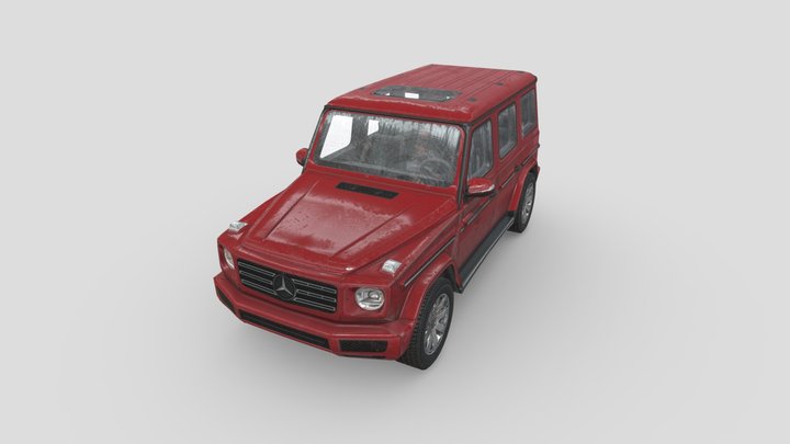 Low Poly Car: Mercedes Benz G-Class 2019 Red 3D Model