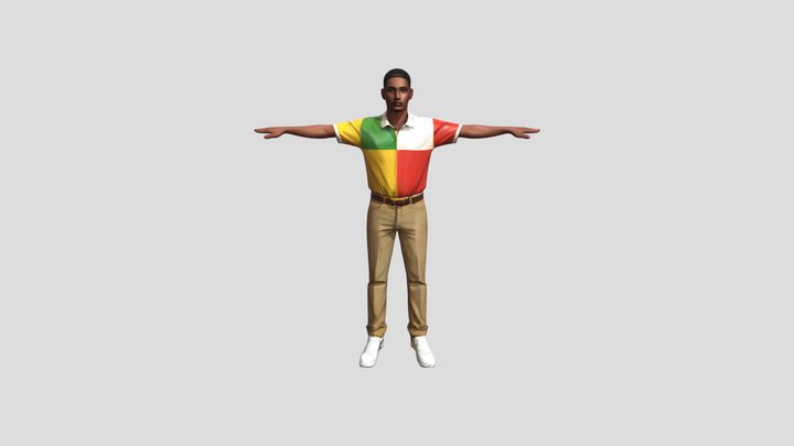 Man in colorful shirt and khaki pants 3D Model