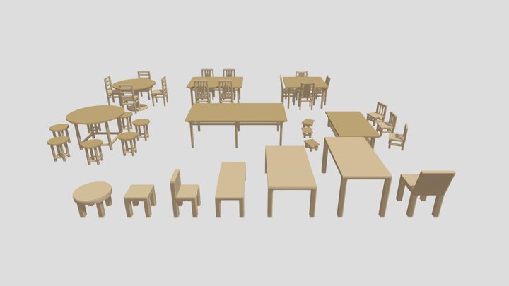 [Free] Table and Chair Low Poly 3D Model