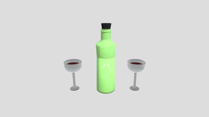 copas y vino 3D Model